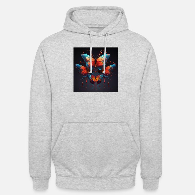 Bunte Schmetterlinge - Unisex Hoodie - Hellgrau meliert