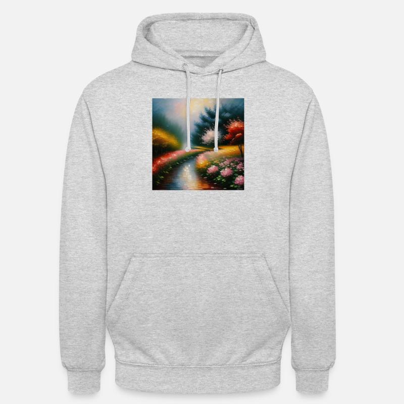 Blumen Gegend Kunst - Unisex Hoodie - Hellgrau meliert