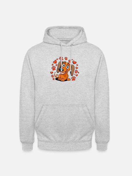 Dachshund Joy Hearts Paws - Unisex Hoodie - light heather grey