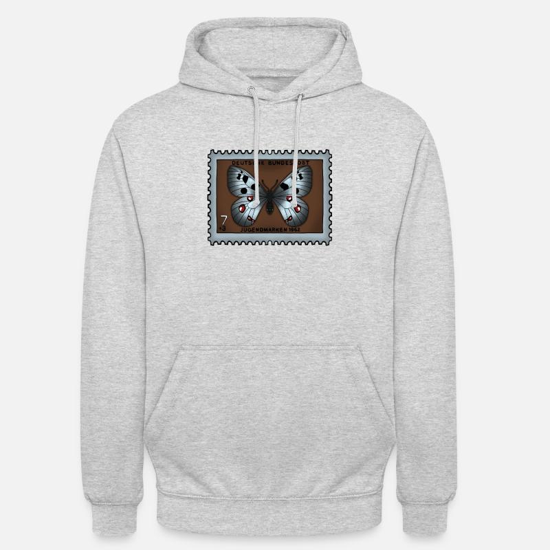 Timbre-poste papillon - Sweat-shirt à capuche unisexe - gris clair chiné