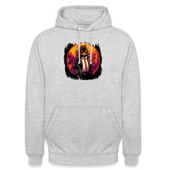 Gentoo Pingouin Drôle Joyeux Humour Danseur - Sweat-shirt à capuche unisexe - gris clair chiné - Devant - Alina (178cm) & Michal (187cm)