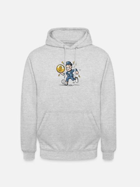 -Mann mit Bitcoin - Unisex Hoodie - Hellgrau meliert