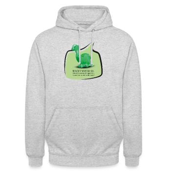 Dinosaurier zum Thema Aussterben - Unisex Hoodie - Hellgrau meliert - Vorne - Alina (178cm) & Michal (187cm)