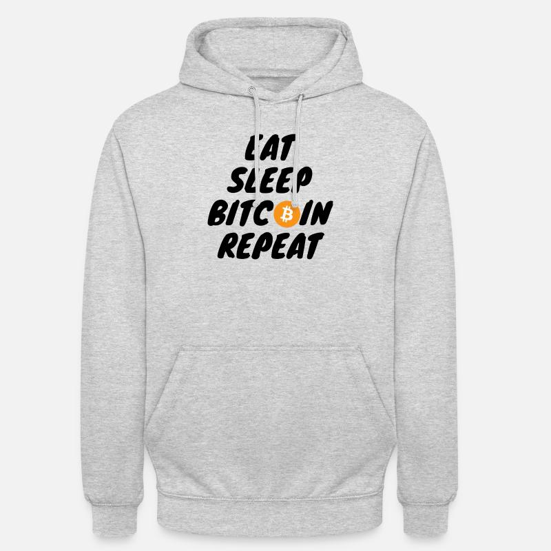 Krypto Eat sleep bitcoin repeat - Unisex Hoodie - Hellgrau meliert