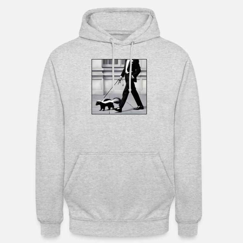 Stinktier an der Leine - Unisex Hoodie - Hellgrau meliert