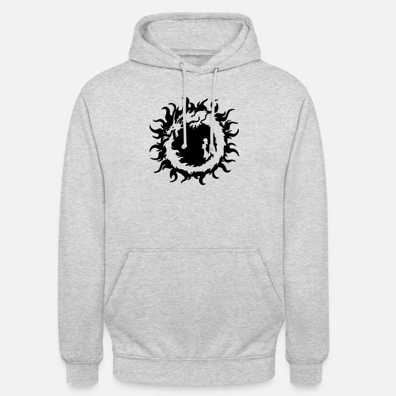 Dragon17 schwarz - Unisex Hoodie - Hellgrau meliert