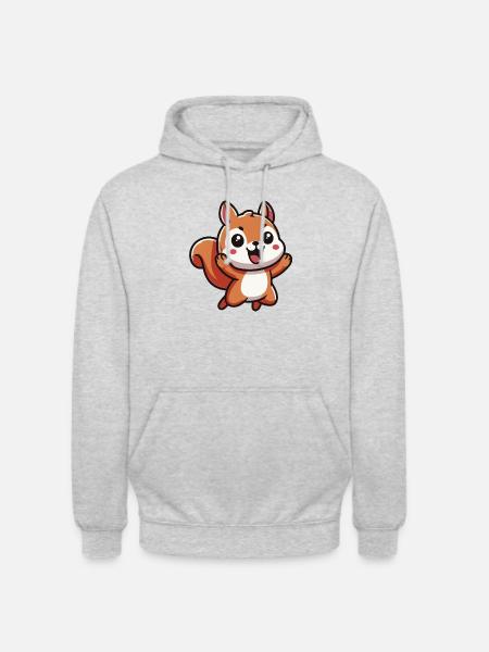 Nutty The Happy Kawaii Squirrel - Unisex Hoodie - light heather grey