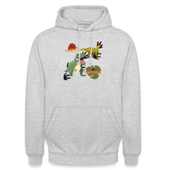 Dinosaure cool - Sweat-shirt à capuche unisexe - gris clair chiné - Devant - Alina (178cm) & Michal (187cm)