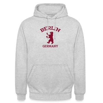 Berlin - Allemagne - Ours de Berlin - Sweat-shirt à capuche unisexe - gris clair chiné - Devant - Alina (178cm) & Michal (187cm)