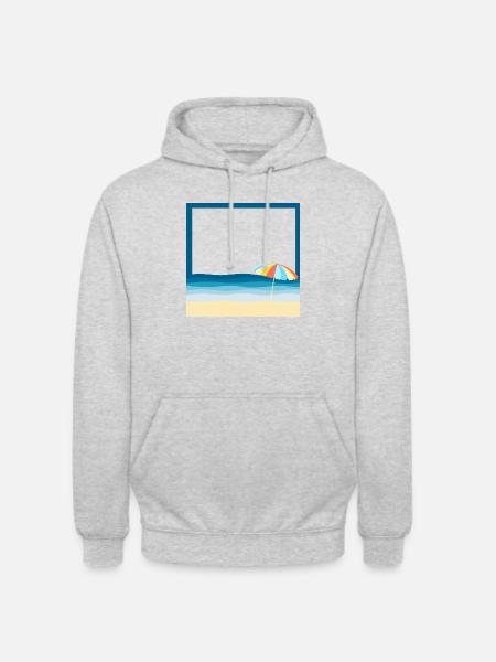 Sommerstrand mit Sonnenschirm - Unisex Hoodie - Hellgrau meliert