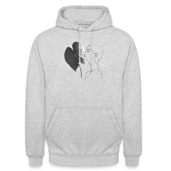Blumen Frauen Mädchen Mode Design Kunst Weiblicher Stil - Unisex Hoodie - Hellgrau meliert - Vorne - Alina (178cm) & Michal (187cm)