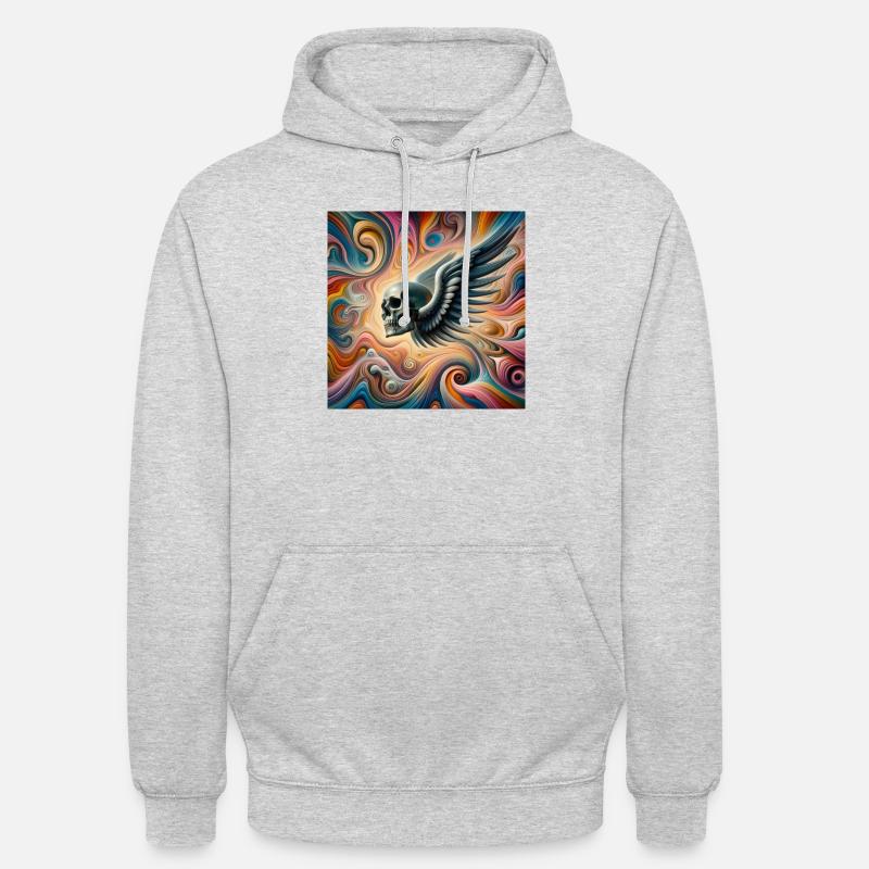 Crâne avec des ailes (coloré) - Sweat-shirt à capuche unisexe - gris clair chiné