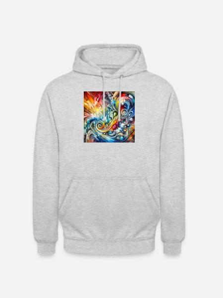 Dynamisches Spektrum - Abstraktes Gemälde - Unisex Hoodie - Hellgrau meliert