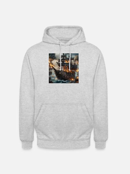 ShipSkull - Sweat-shirt à capuche unisexe - gris clair chiné