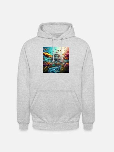 Fische in einer Fantasiewelt - Unisex Hoodie - Hellgrau meliert