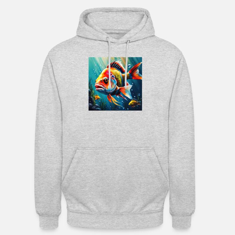 Poisson coloré - Sweat-shirt à capuche unisexe - gris clair chiné