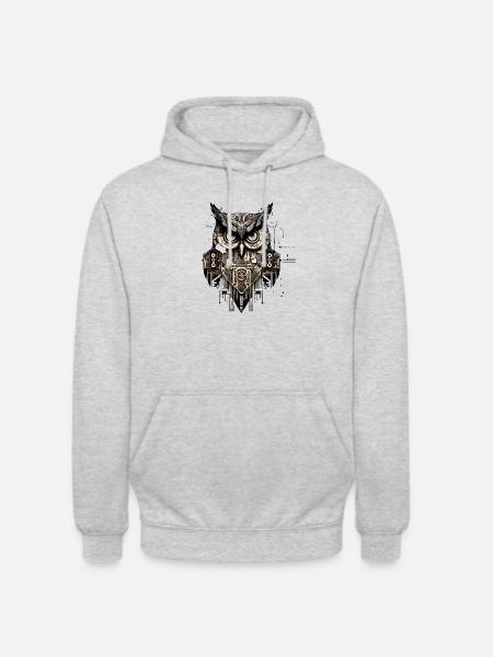 Geometric Owl, Owl Head, - Unisex Hoodie - light heather grey