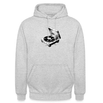 Plattenspieler - Unisex Hoodie - Hellgrau meliert - Vorne - Alina (178cm) & Michal (187cm)