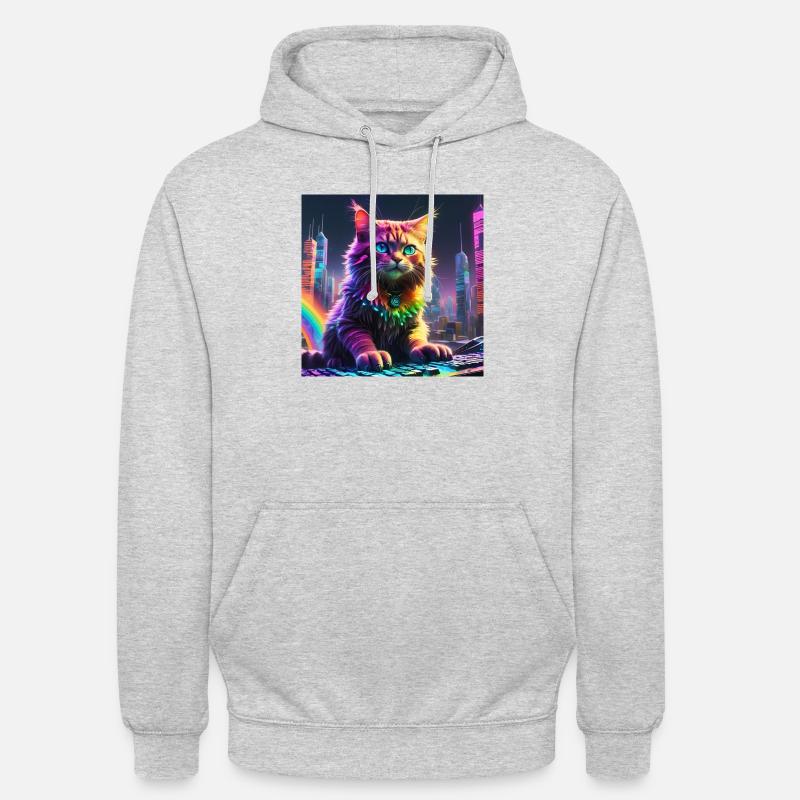 Chat - Sweat-shirt à capuche unisexe - gris clair chiné