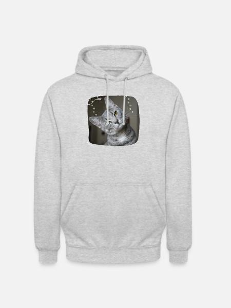 Katze T-Shirt - Unisex Hoodie - Hellgrau meliert