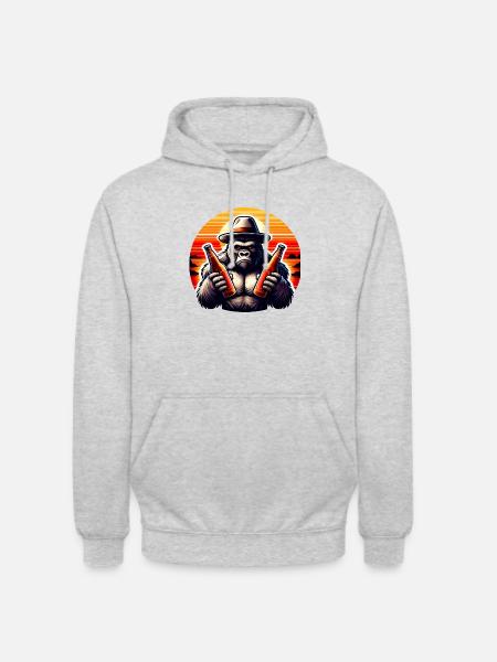 Chimpanzee holding two beers - Unisex Hoodie - light heather grey