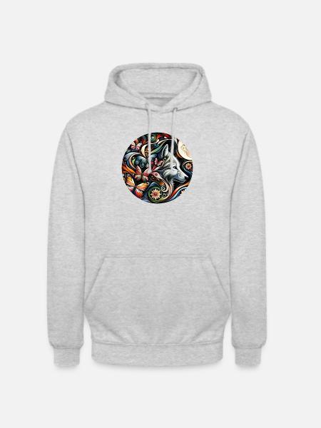 Wolf 1 - Unisex Hoodie - Hellgrau meliert