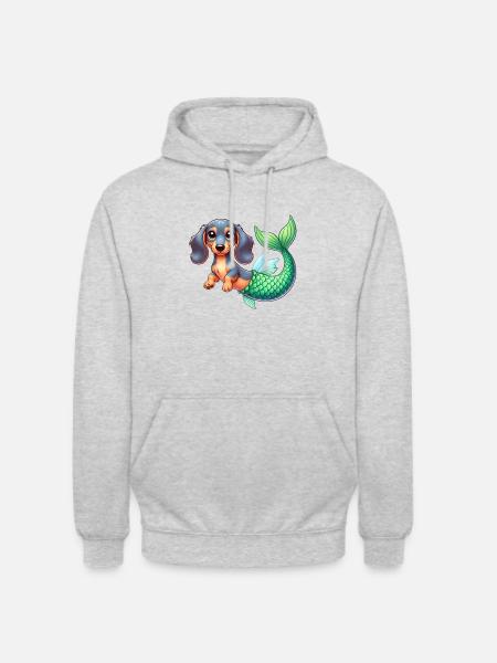 Sirène teckel - Sweat-shirt à capuche unisexe - gris clair chiné