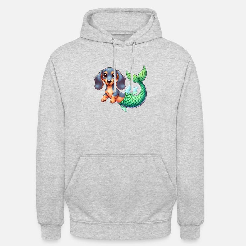 Sirène teckel - Sweat-shirt à capuche unisexe - gris clair chiné