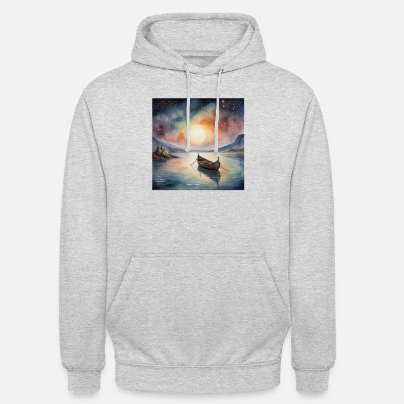 Celestial Boat – Un voyage à travers le temps et l’espace - Sweat-shirt à capuche unisexe - gris clair chiné