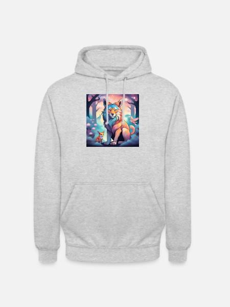 Löwe Fuchs Fabelwesen - Unisex Hoodie - Hellgrau meliert