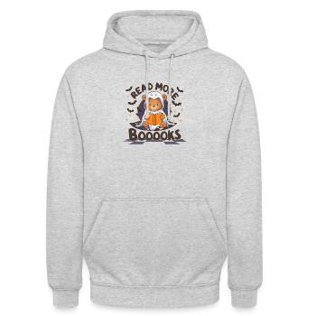 Read More Booooks Little Bear - Unisex Hoodie - light heather grey - Front - Alina (178cm) & Michal (187cm)