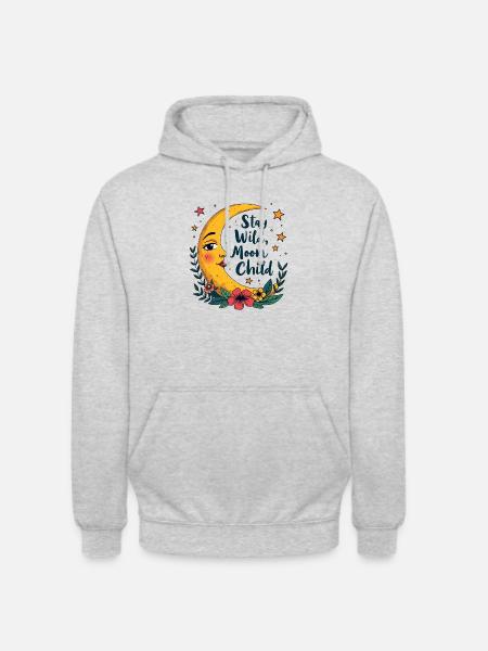 BLEIB WILD, MONDKIND - Unisex Hoodie - Hellgrau meliert