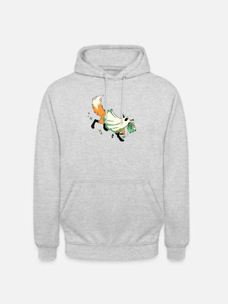 Fox Ghost - Orange - Unisex Hoodie - light heather grey