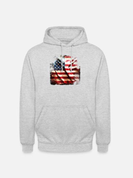 Flagge Amerika Grunge - Unisex Hoodie - Hellgrau meliert