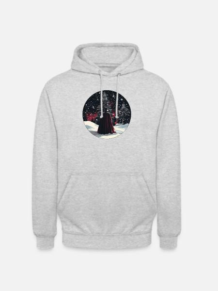 Dunkler Wächter im Winterwald - Unisex Hoodie - Hellgrau meliert
