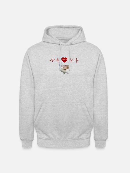 Lachshuhn Liebe - Unisex Hoodie - Hellgrau meliert