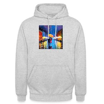 Lumières de la nuit - Sweat-shirt à capuche unisexe - gris clair chiné - Devant - Alina (178cm) & Michal (187cm)
