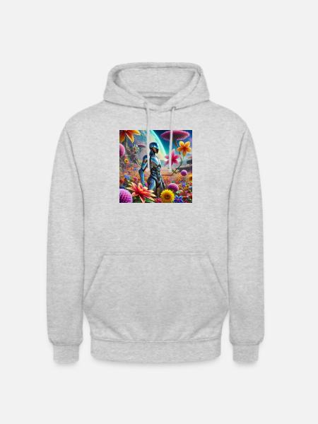 Hippieroboter - Unisex Hoodie - Hellgrau meliert