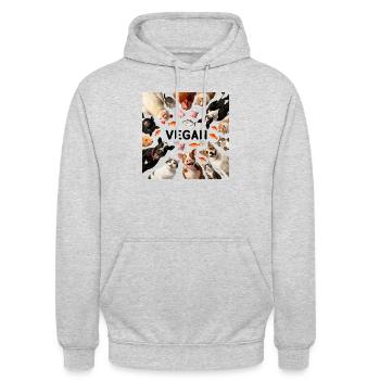 Vegan amoureux des animaux - Sweat-shirt à capuche unisexe - gris clair chiné - Devant - Alina (178cm) & Michal (187cm)