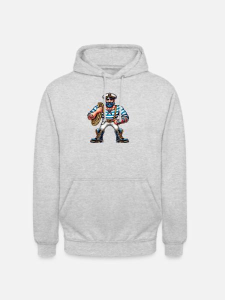 Matrose Seemann Comic - Unisex Hoodie - Hellgrau meliert