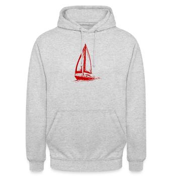 Segelboot - Unisex Hoodie - Hellgrau meliert - Vorne - Alina (178cm) & Michal (187cm)