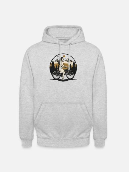 Fille à vélo - Sweat-shirt à capuche unisexe - gris clair chiné