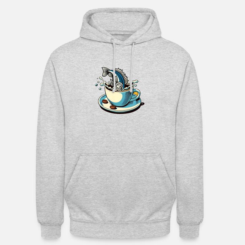 Le poisson café - Sweat-shirt à capuche unisexe - gris clair chiné