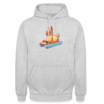Luge à lamas - Sweat-shirt à capuche unisexe - gris clair chiné - Devant - Alina (178cm) & Michal (187cm)