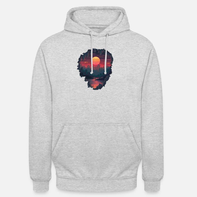 Trou dans un monde pixélisé - Sweat-shirt à capuche unisexe - gris clair chiné