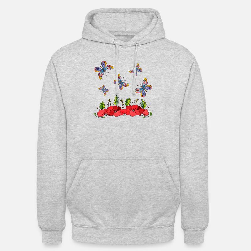 Schmetterlinge - Unisex Hoodie - Hellgrau meliert
