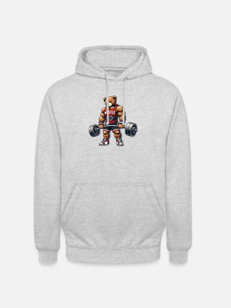 Starker Muskel-Teddy - Unisex Hoodie - Hellgrau meliert