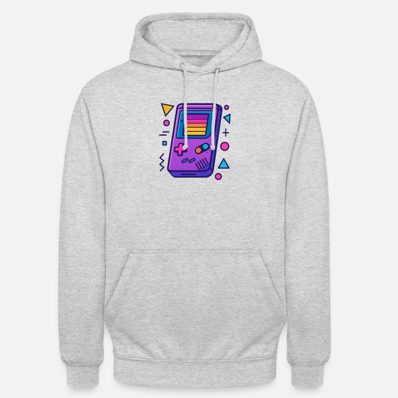 Stile Game Boy retrò (Neon/anni '80) - Felpa con cappuccio unisex - grigio chiaro melange