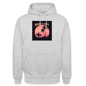 Summer Vibes Retro - Unisex Hoodie - Hellgrau meliert - Vorne - Alina (178cm) & Michal (187cm)