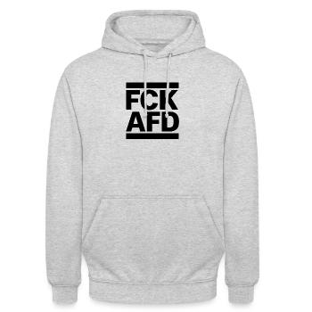 FCK AFD - Unisex Hoodie - Hellgrau meliert - Vorne - Alina (178cm) & Michal (187cm)
